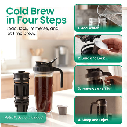 Kevo Double Barrel Cold Brew Coffee Maker for K-Cup Pods, No Electricity