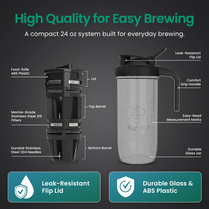 Kevo Double Barrel Cold Brew Coffee Maker for K-Cup Pods, No Electricity
