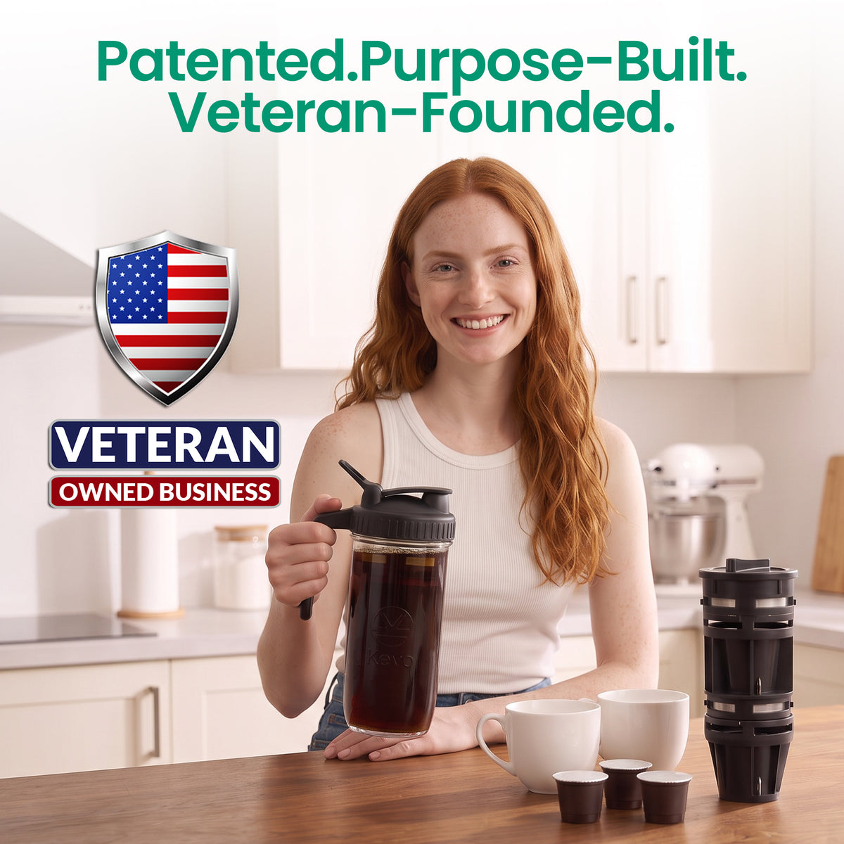 Kevo Double Barrel Cold Brew Coffee Maker for K-Cup Pods, No Electricity